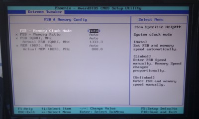 FSB &amp; Memory config